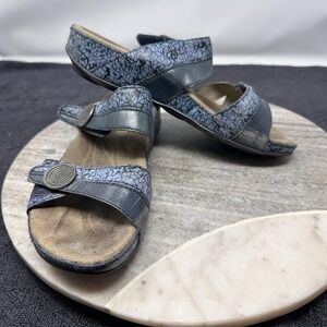 Romika Sandals Womens Size 6.5 Blue Black Adjustable Strap Comfort Slide 11022
